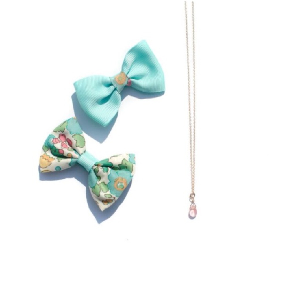 EJDxMilledeux // Teal Liberty Bow Set + Necklace